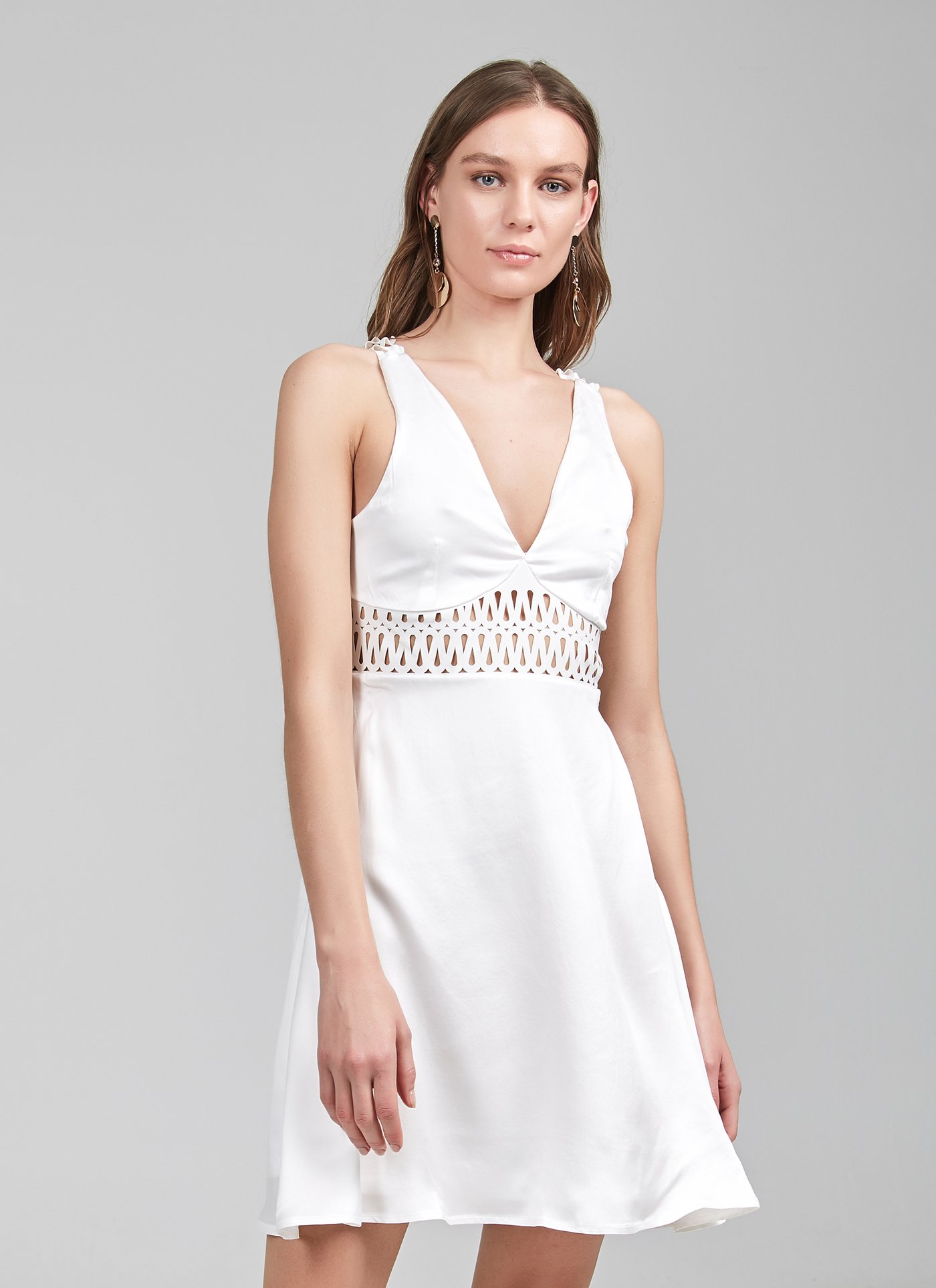 Mini Dress In White Silk