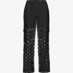 Paneled Full Lenght Cargo Pants in Black