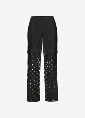 Paneled Full Lenght Cargo Pants in Black