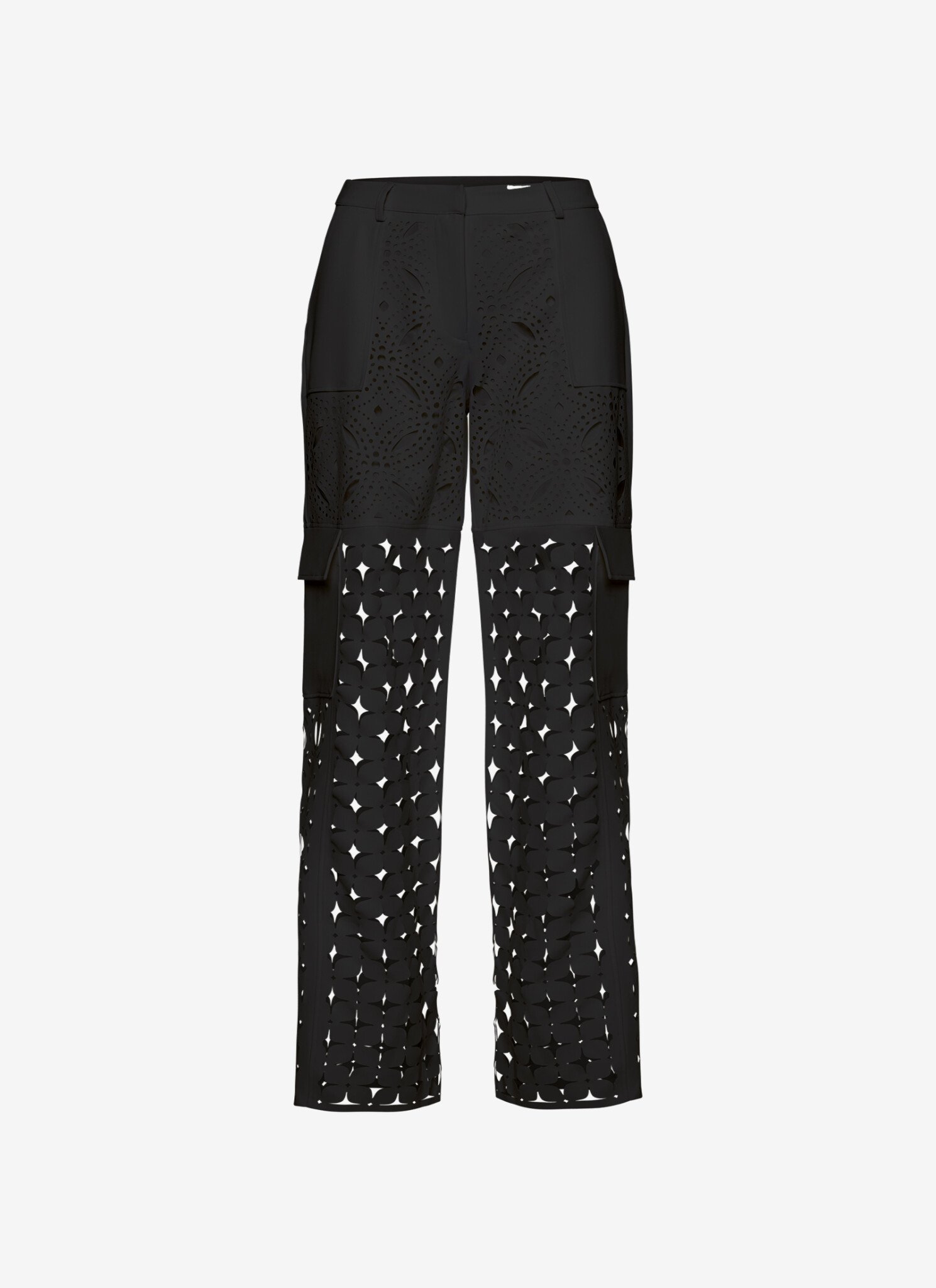 Paneled Full Lenght Cargo Pants in Black