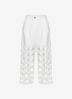 Pleated Cropped Pants in White