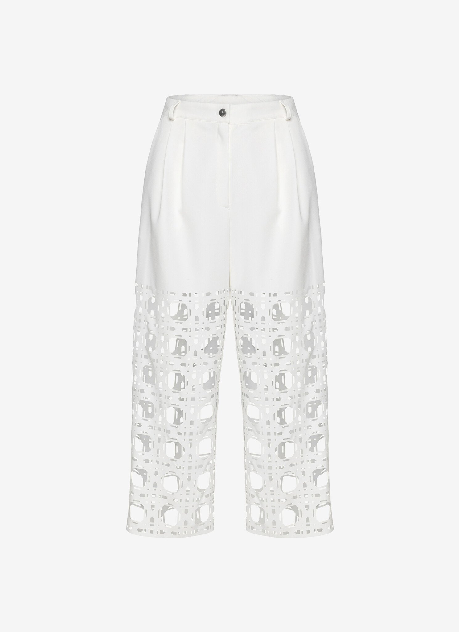 Pleated Cropped Pants in White