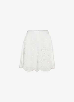 Plisse Paneled Shorts in White