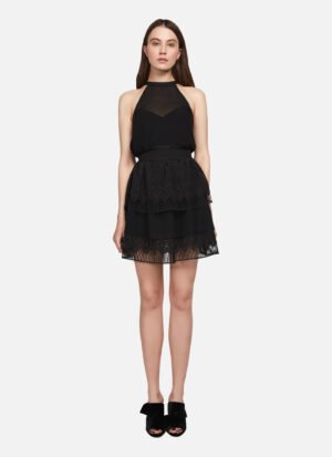 Ruffled Skirt In Black Rayon