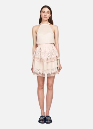 Ruffled Skirt In Pink Crepe