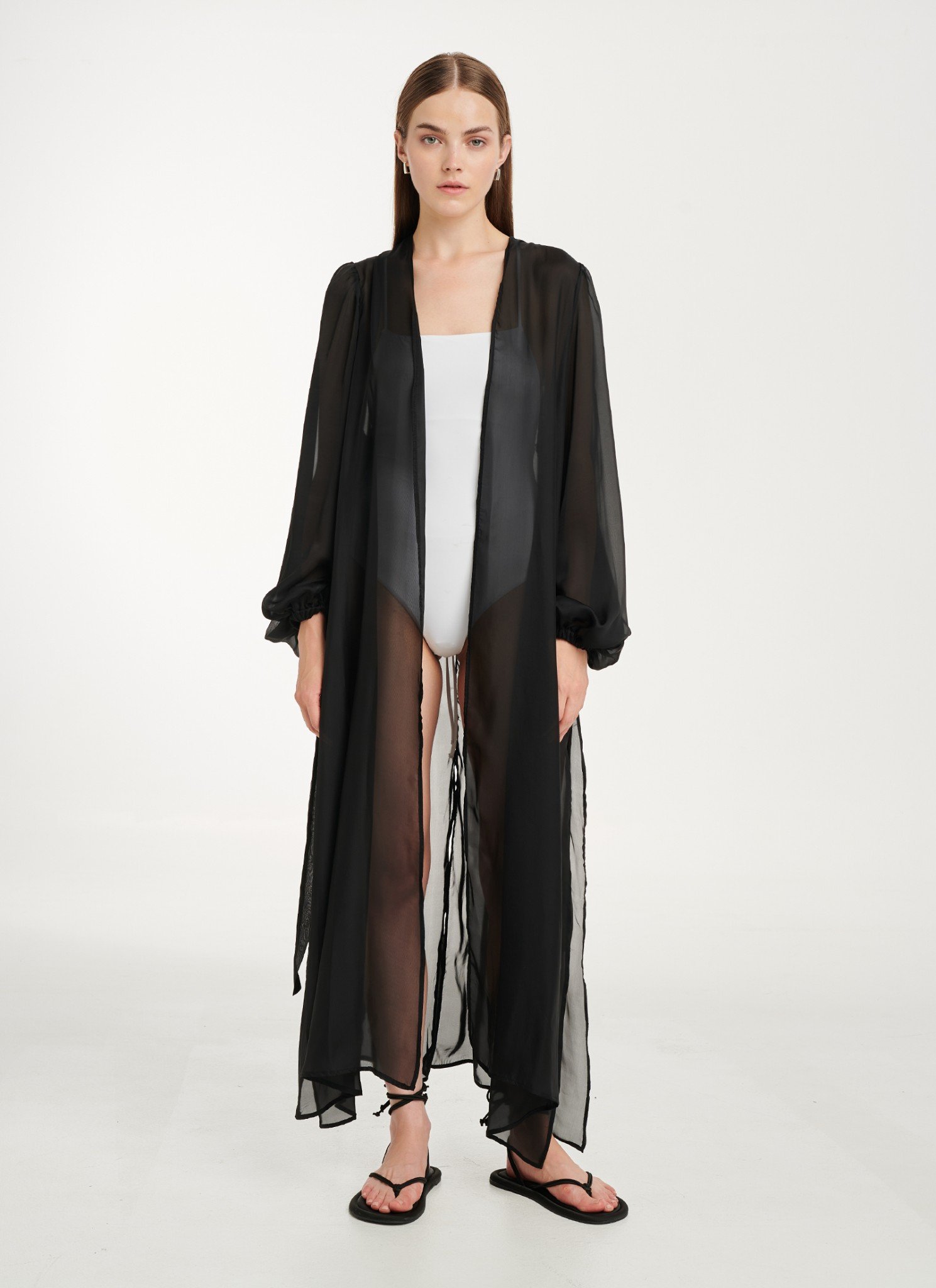 Sheer Robe In Black