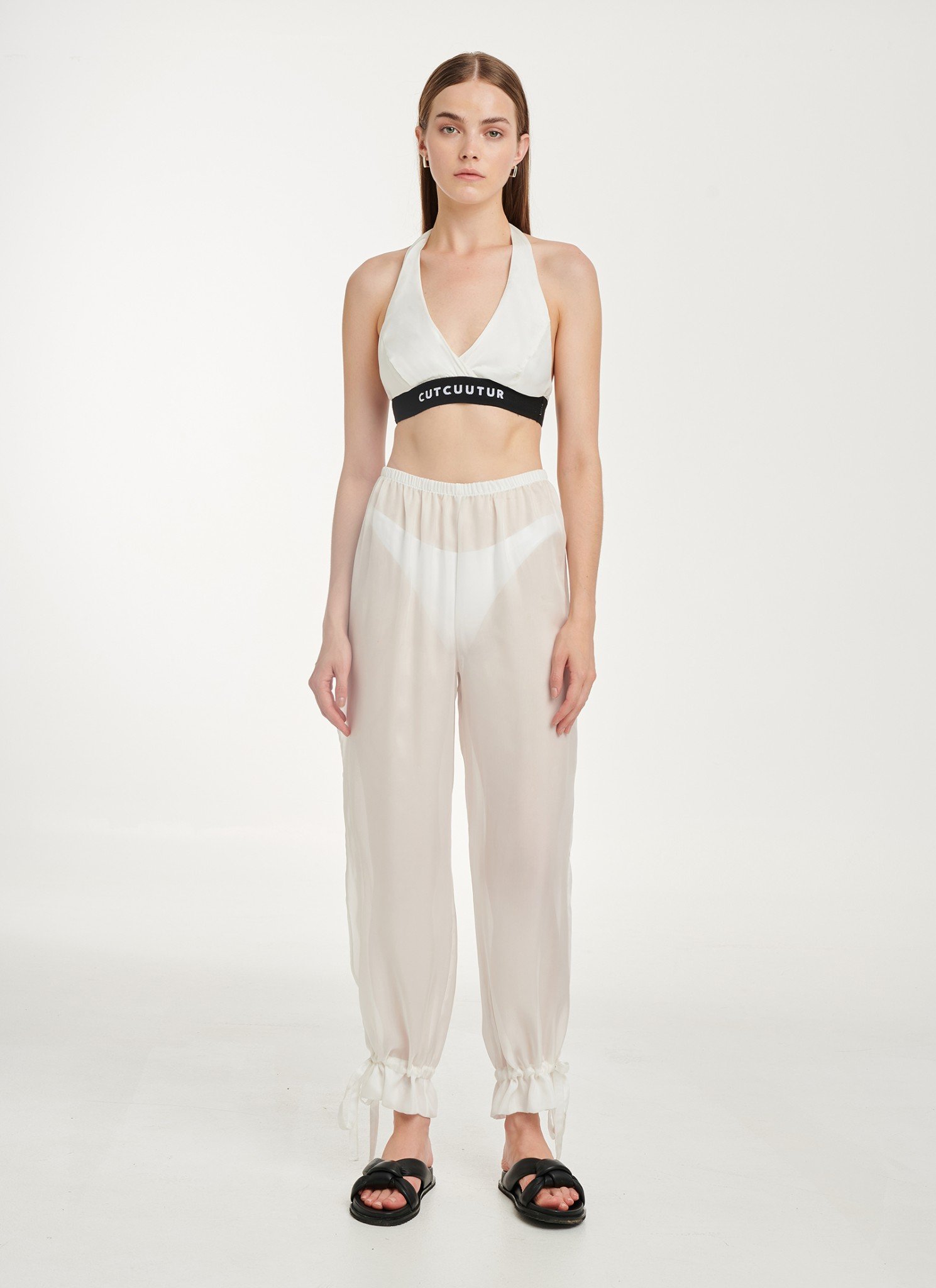 Sheer pants in White