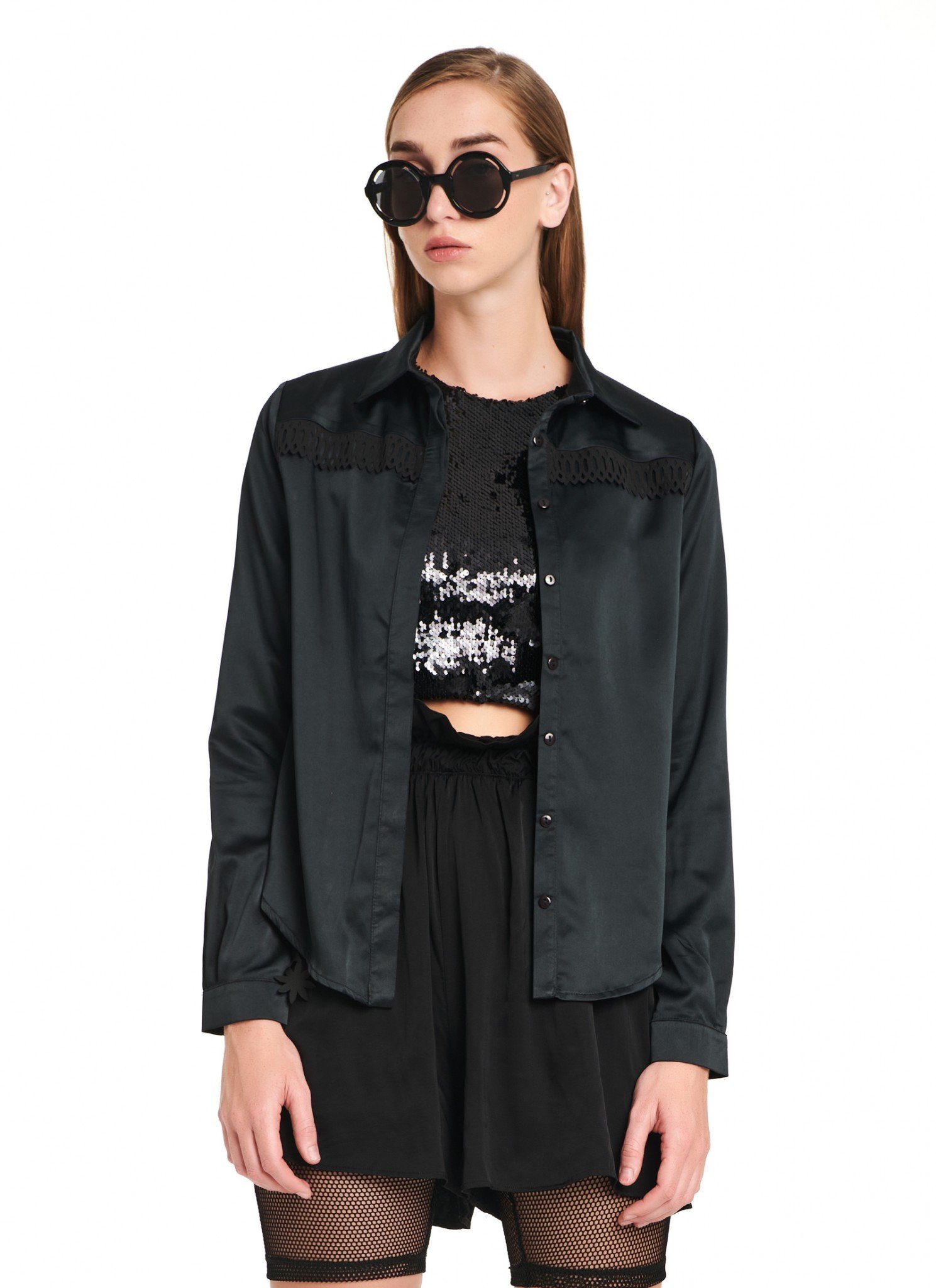 Shirt In Black Satin