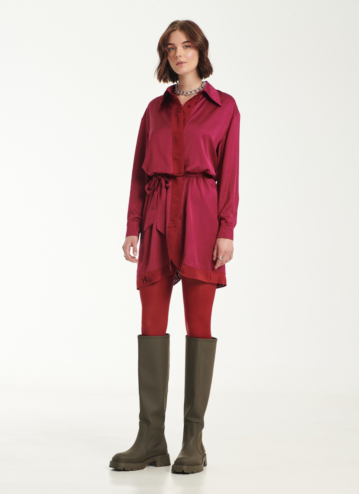 Shirtdress In Grenat