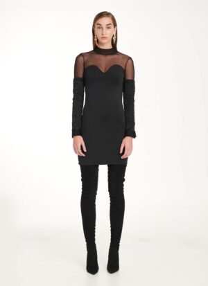 Strapless Dress In Black Scuba