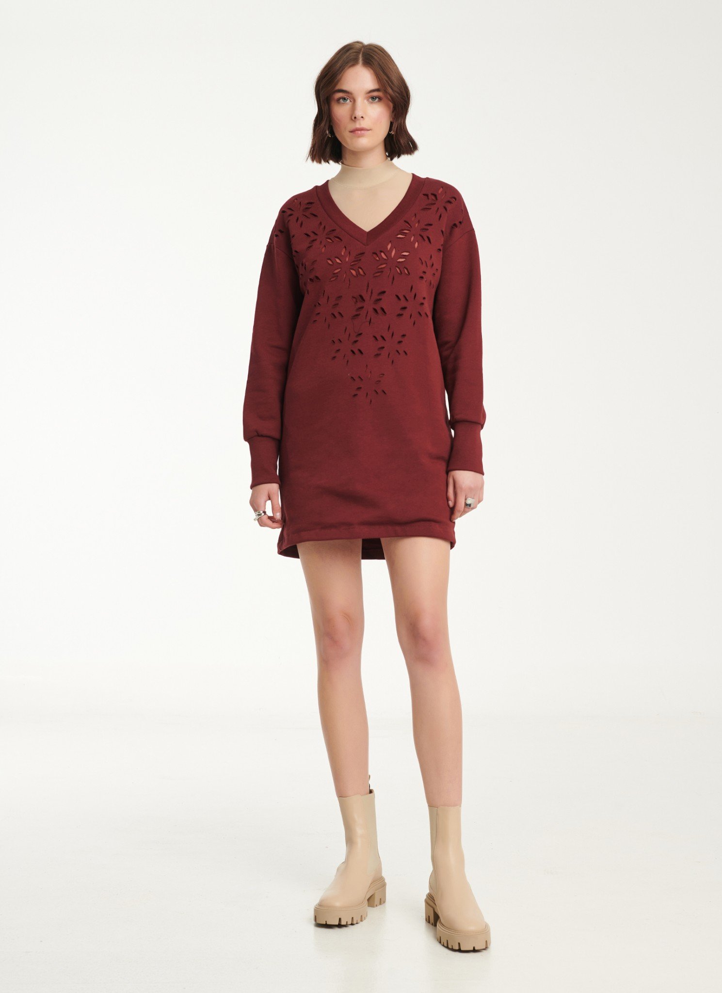 Sweater Dress In Burgundy