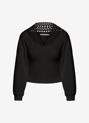 Sweater with V-Neckline in Black