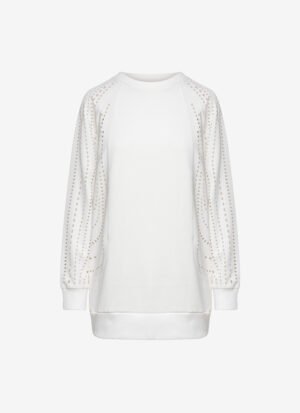 Sweatshirt with Reglan Sleeves in White