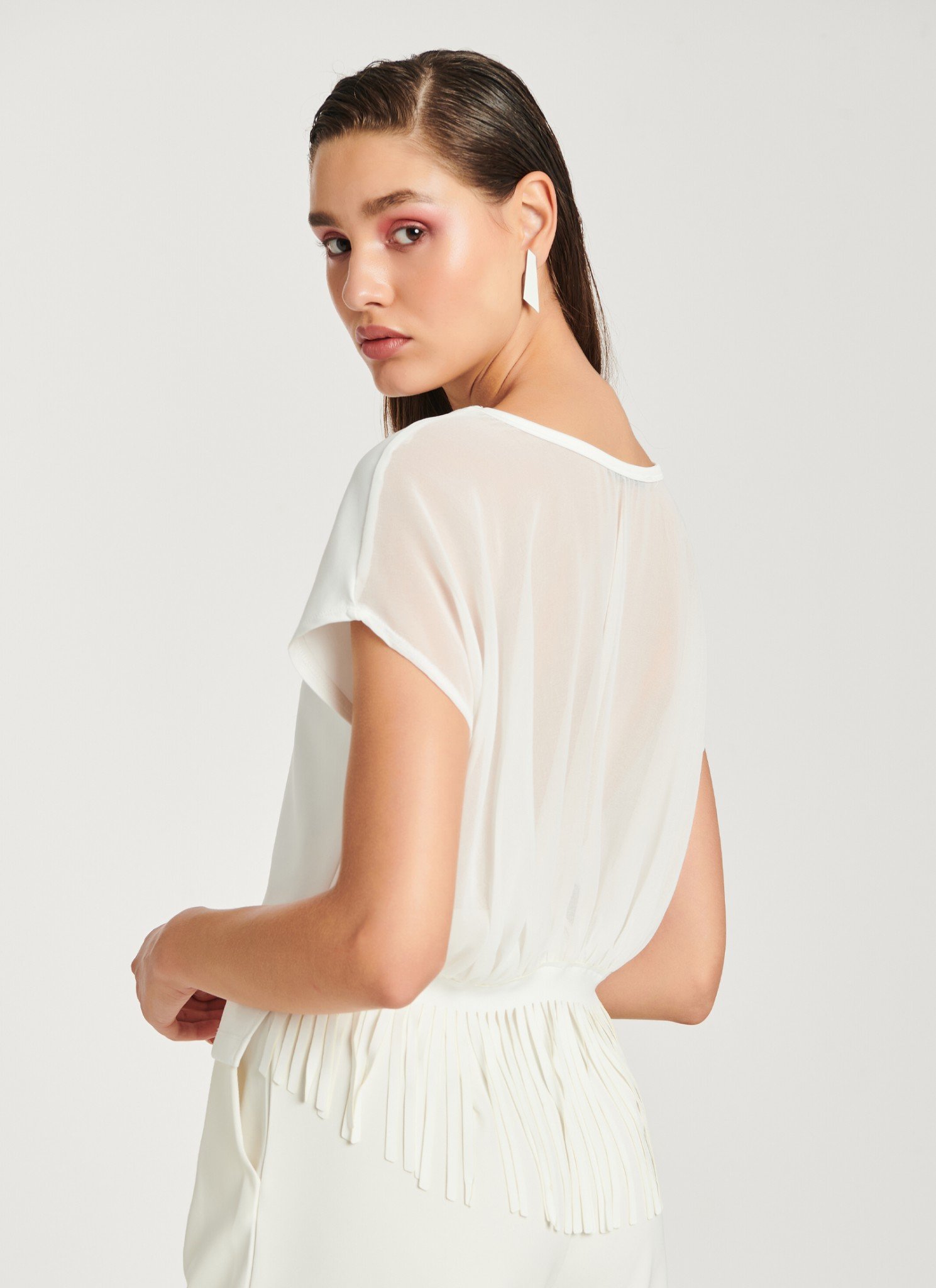 T-Shirt In White Chiffon
