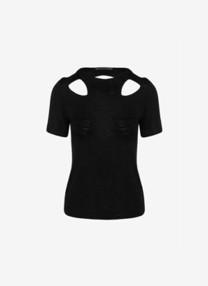 T-Shirt with Cut-Outs in Black
