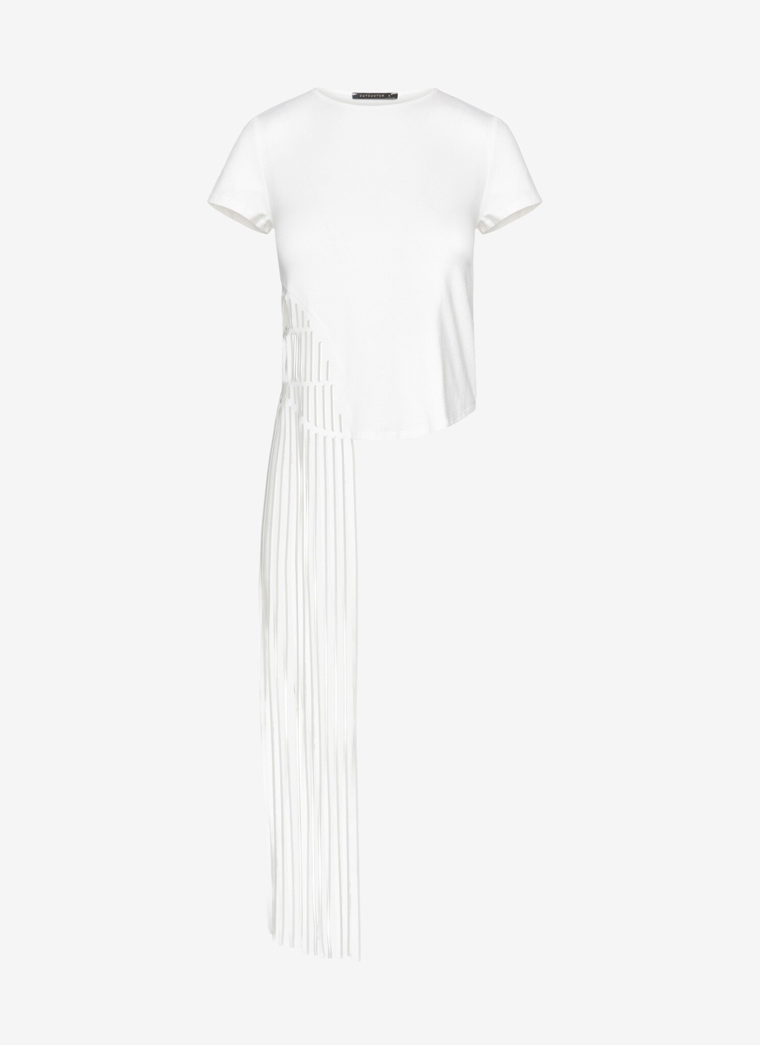 T-Shirt with Fringes In White