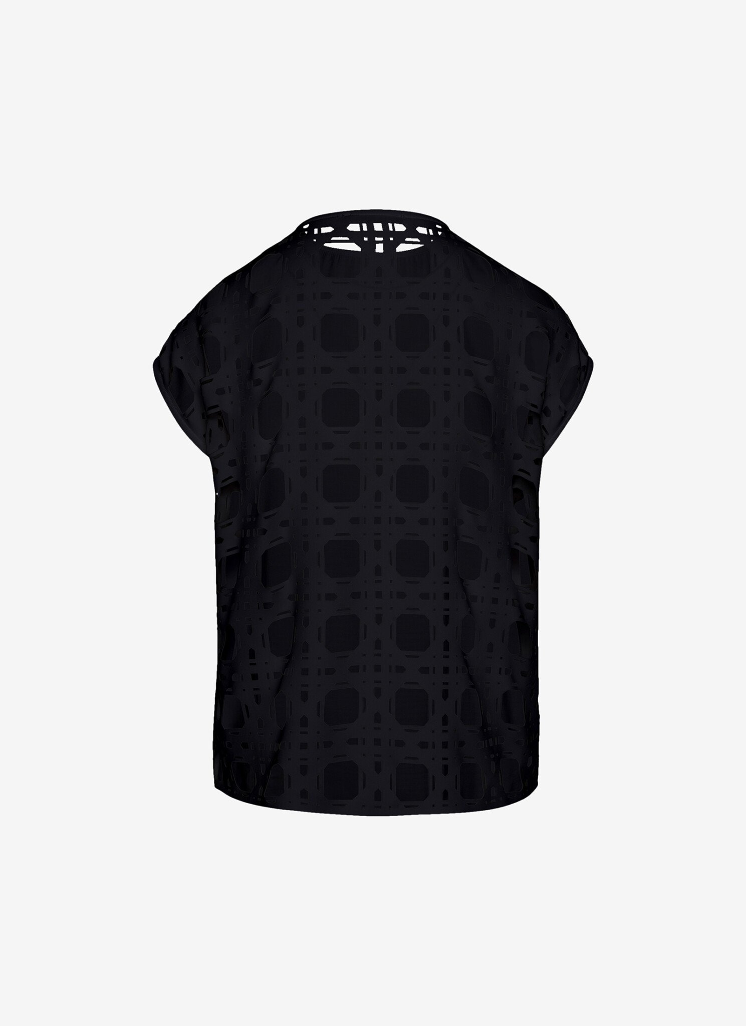 T-Shirt with Laser-Cut Print at Back in Black