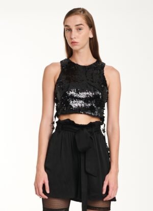 Tank Top In Black Sequin