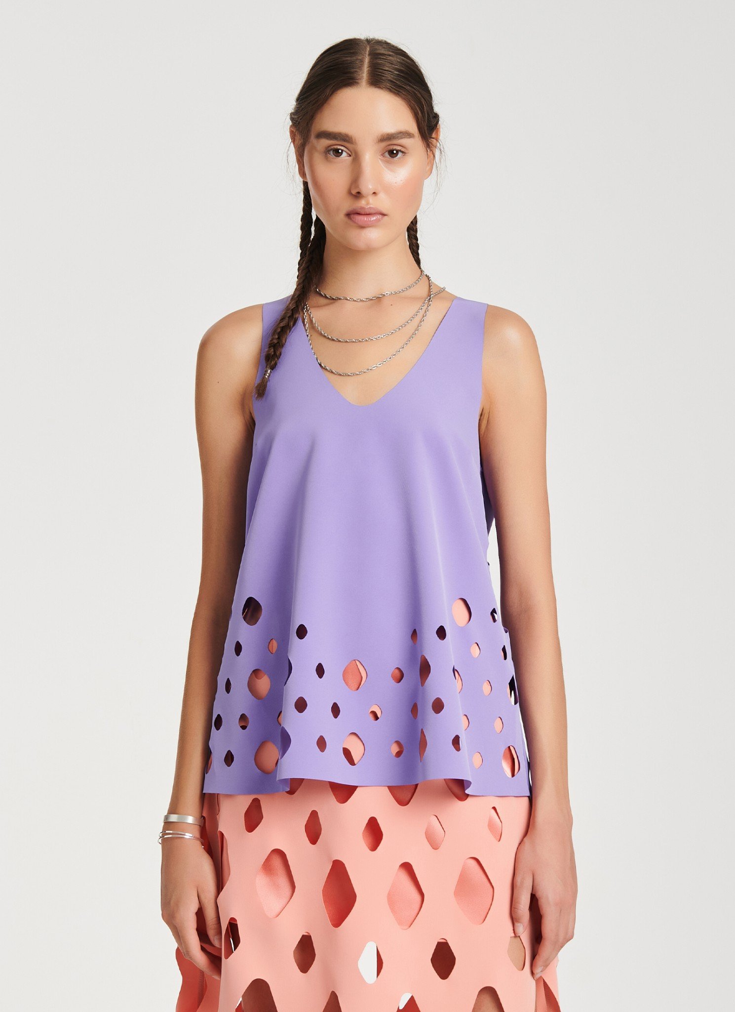 Tank Top In Lila Crepe