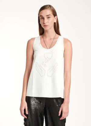Tank-Top In White Crepe