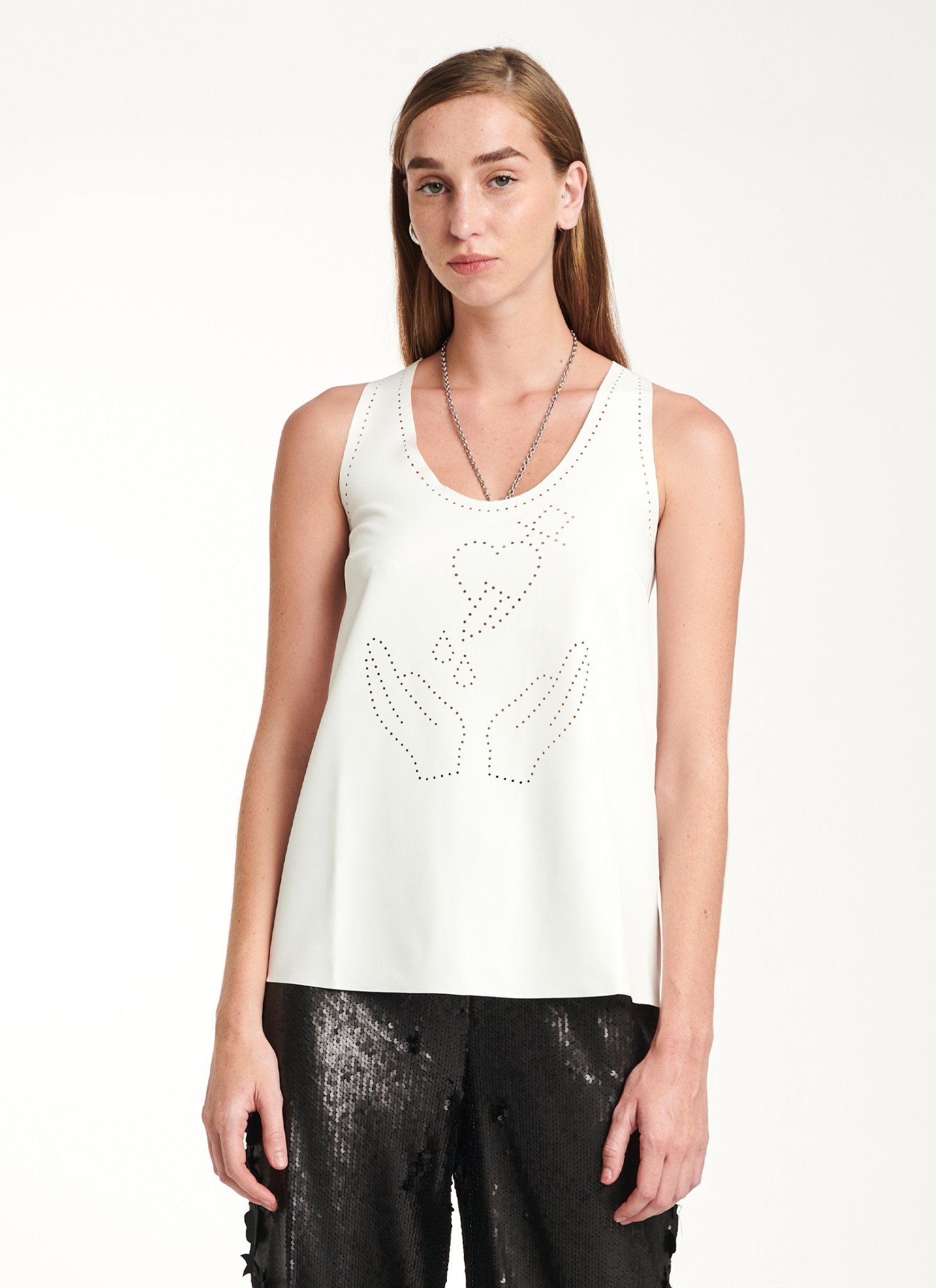 Tank-Top In White Crepe
