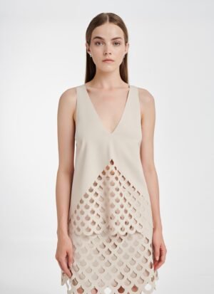 Tank Top in Beige Crepe