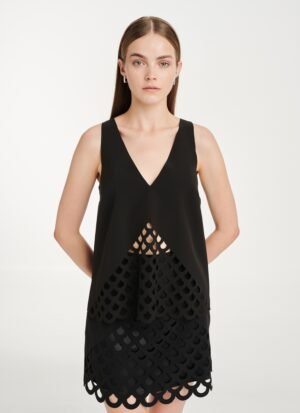 Tank Top in Black Crepe