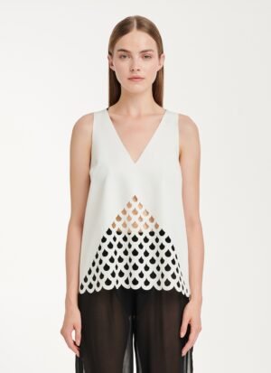 Tank Top in White Crepe