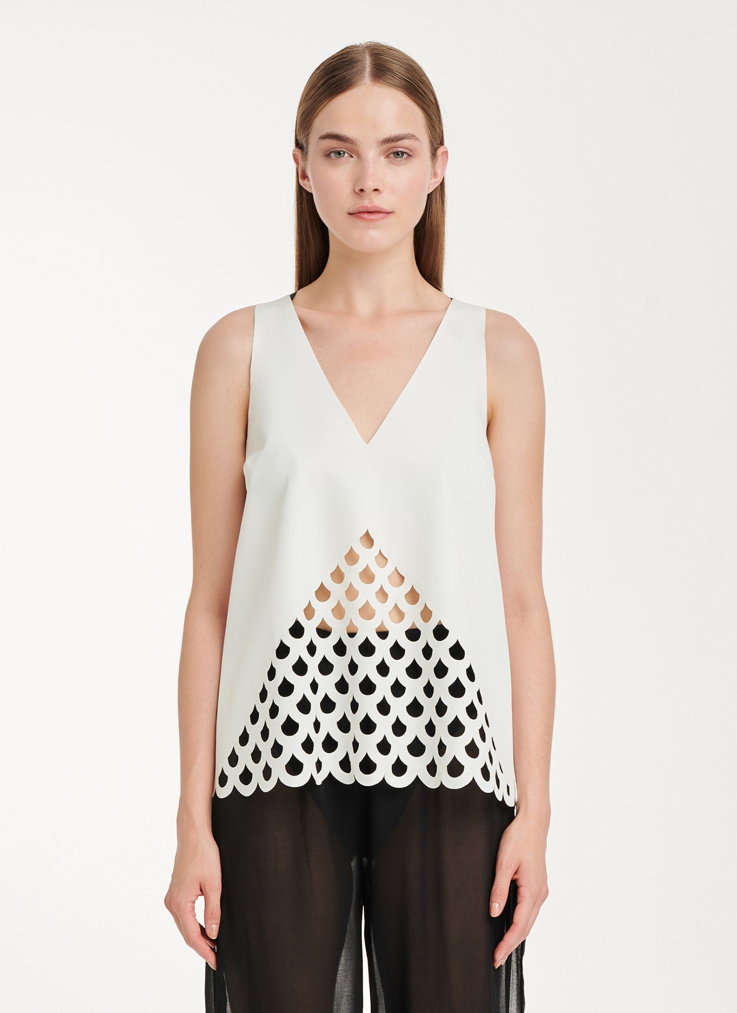 Tank Top in White Crepe