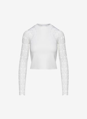 Cropped Long-Sleeved Top in White