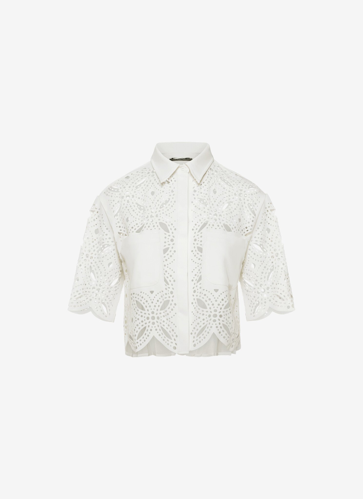 Cropped Short-Sleeved Shirt in White