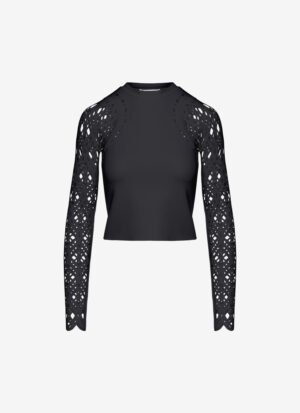 Cropped Long-Sleeved Top in Black