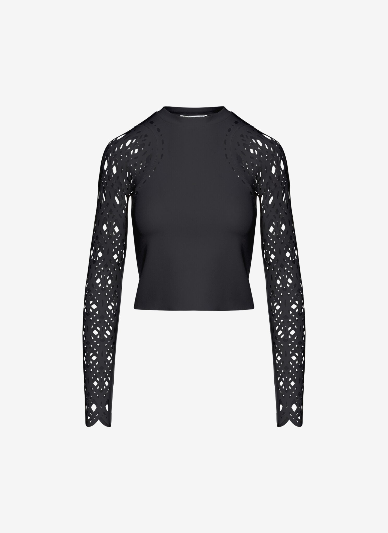 Cropped Long-Sleeved Top in Black