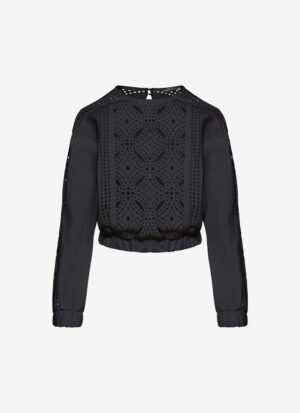 Paneled Long-Sleeved Baggy Top in Black