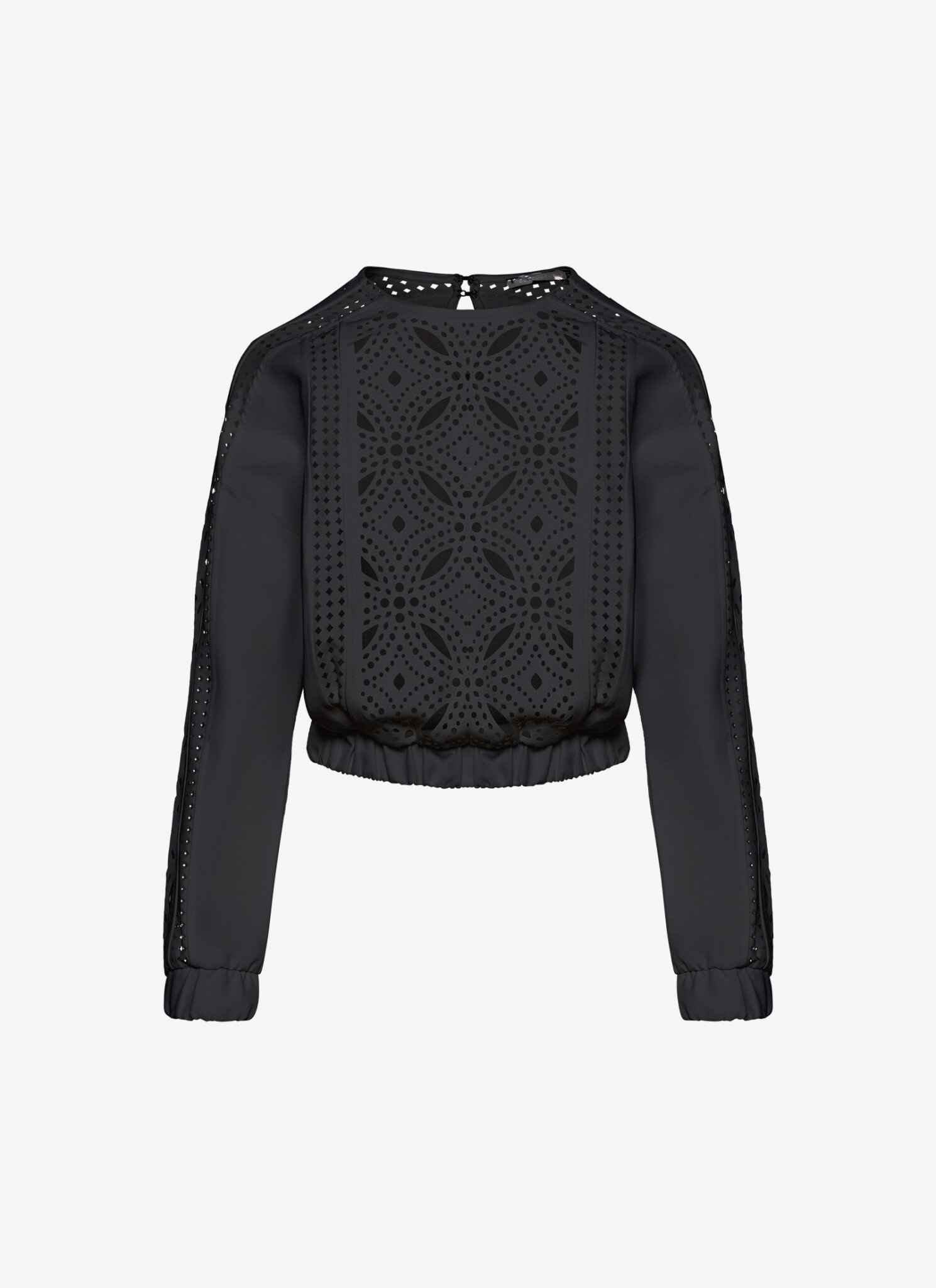 Paneled Long-Sleeved Baggy Top in Black