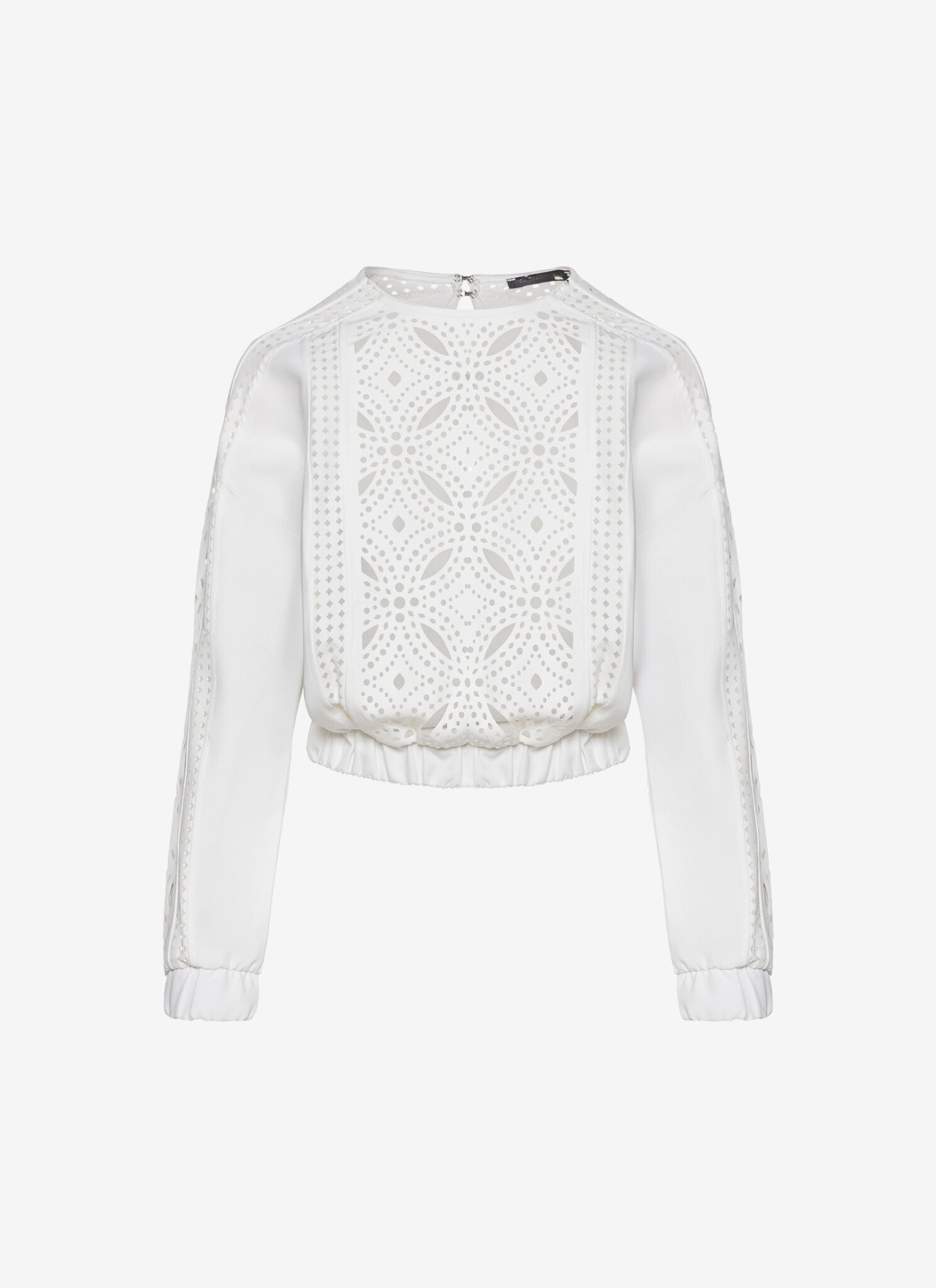 Paneled Long-Sleeved Baggy Top in White