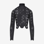 Paneled Turtleneck Long-Sleeved Top in Black