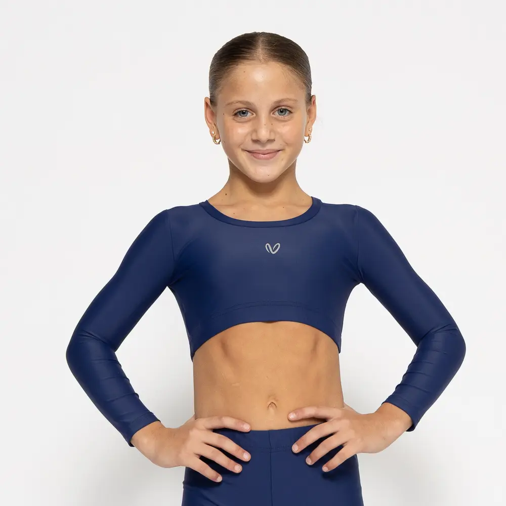 Μακρυμάνικο Τοπ με στρογγυλή λαιμόκοψη και κλειστή πλάτη