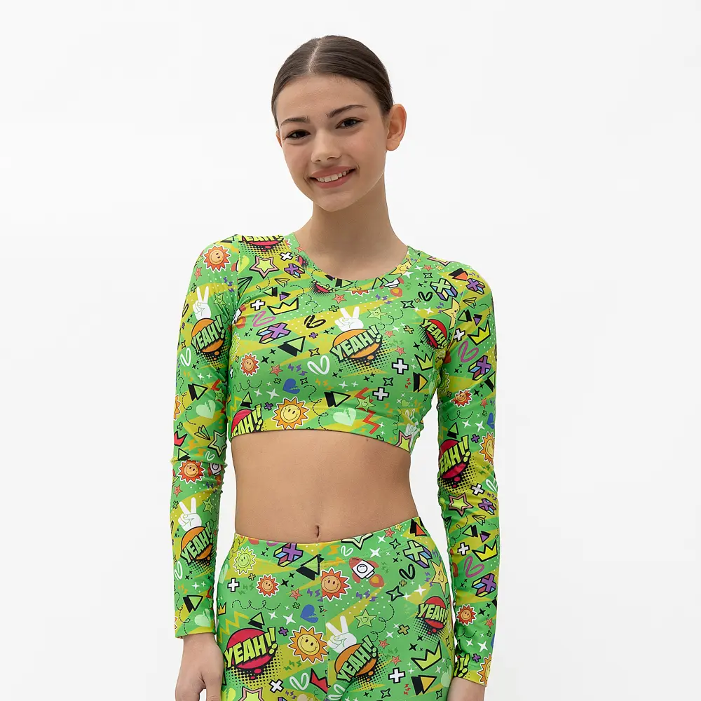 Μακρυμάνικο Τοπ με στρογγυλή λαιμόκοψη και κλειστή πλάτη