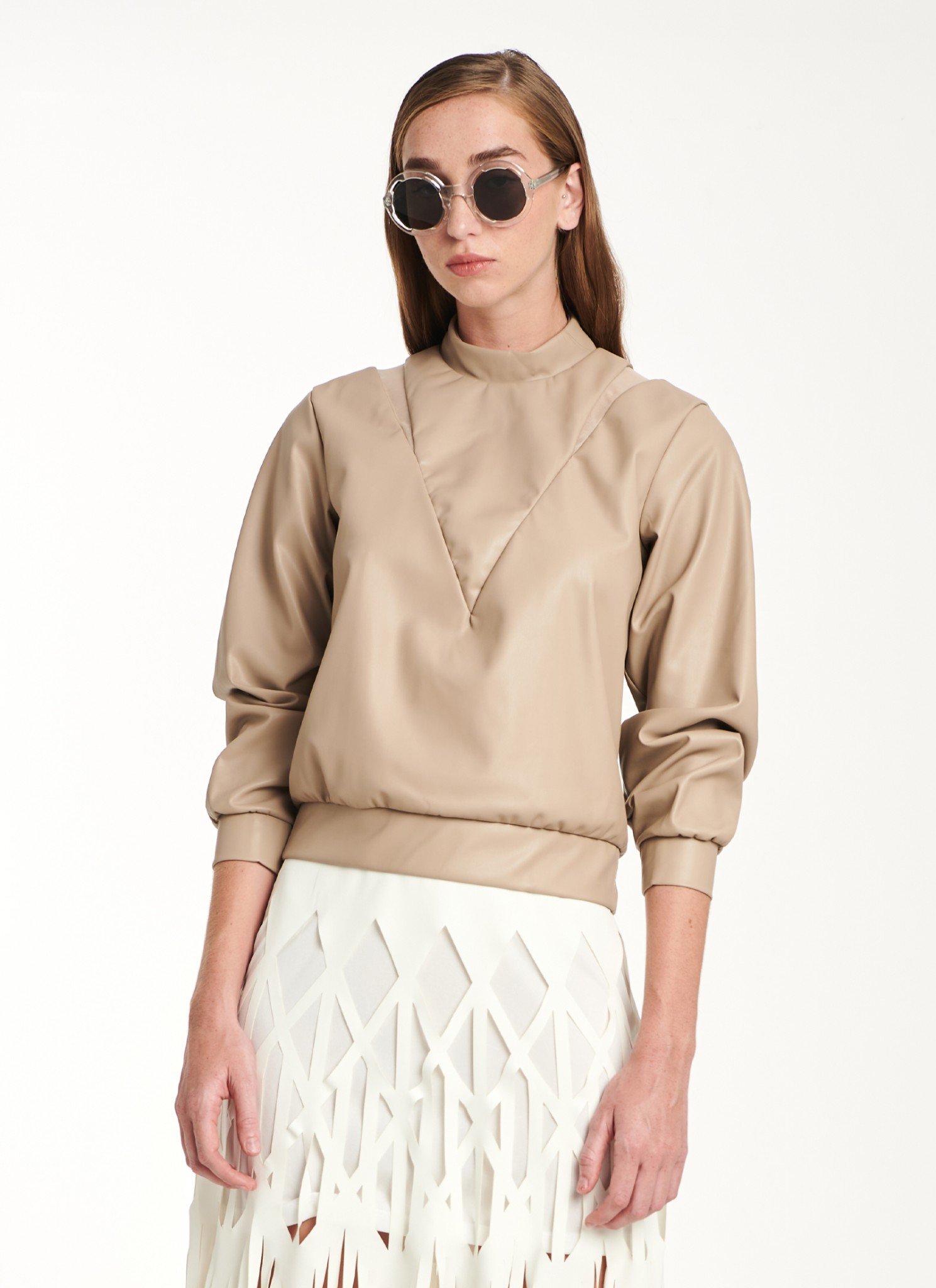 Sweater In Beige Eco Leather