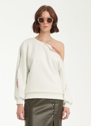 Sweatshirt With Zippers In White