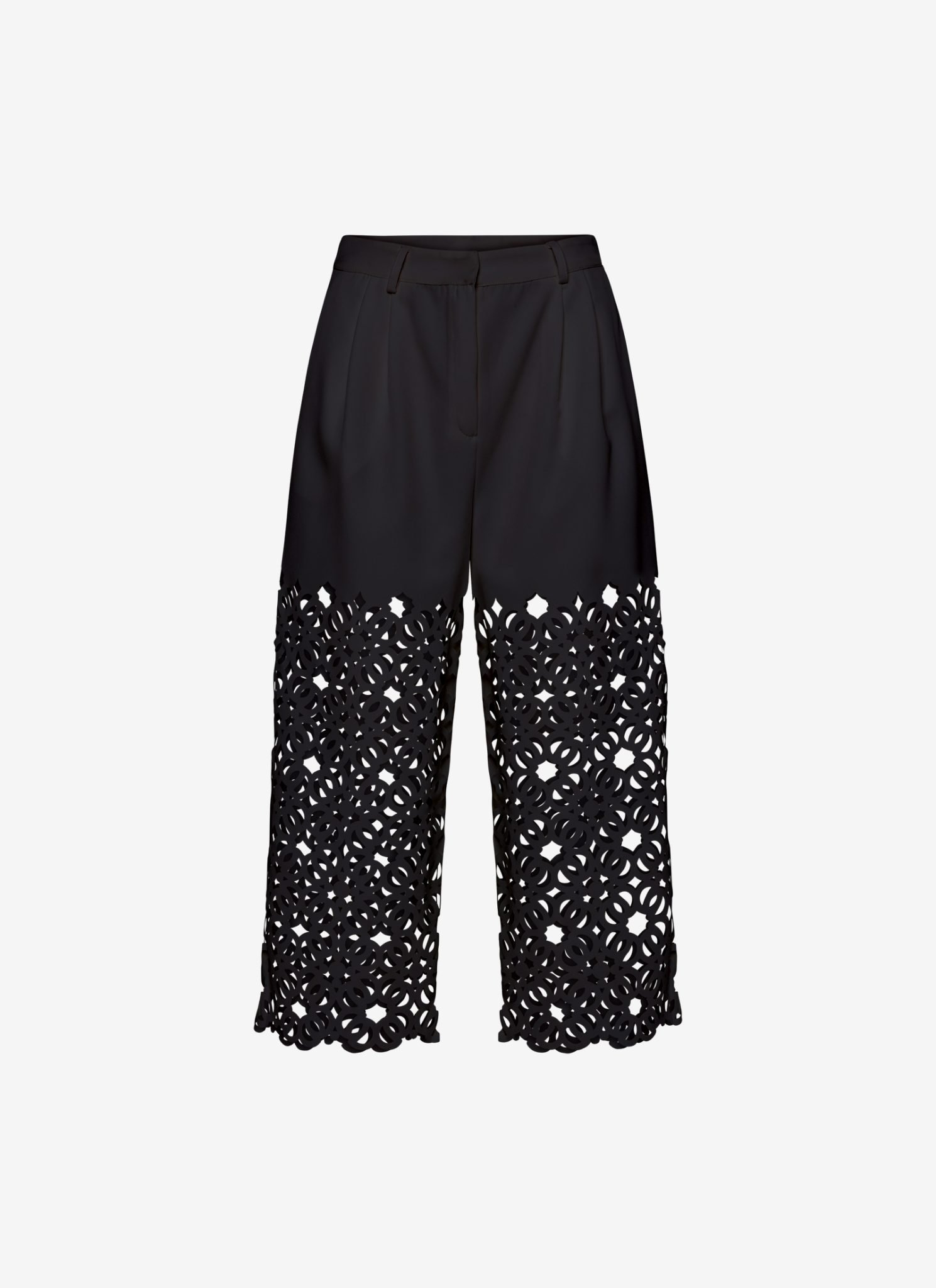 Cropped Pleated Pants in Black