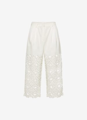Cropped Pleated Pants in White