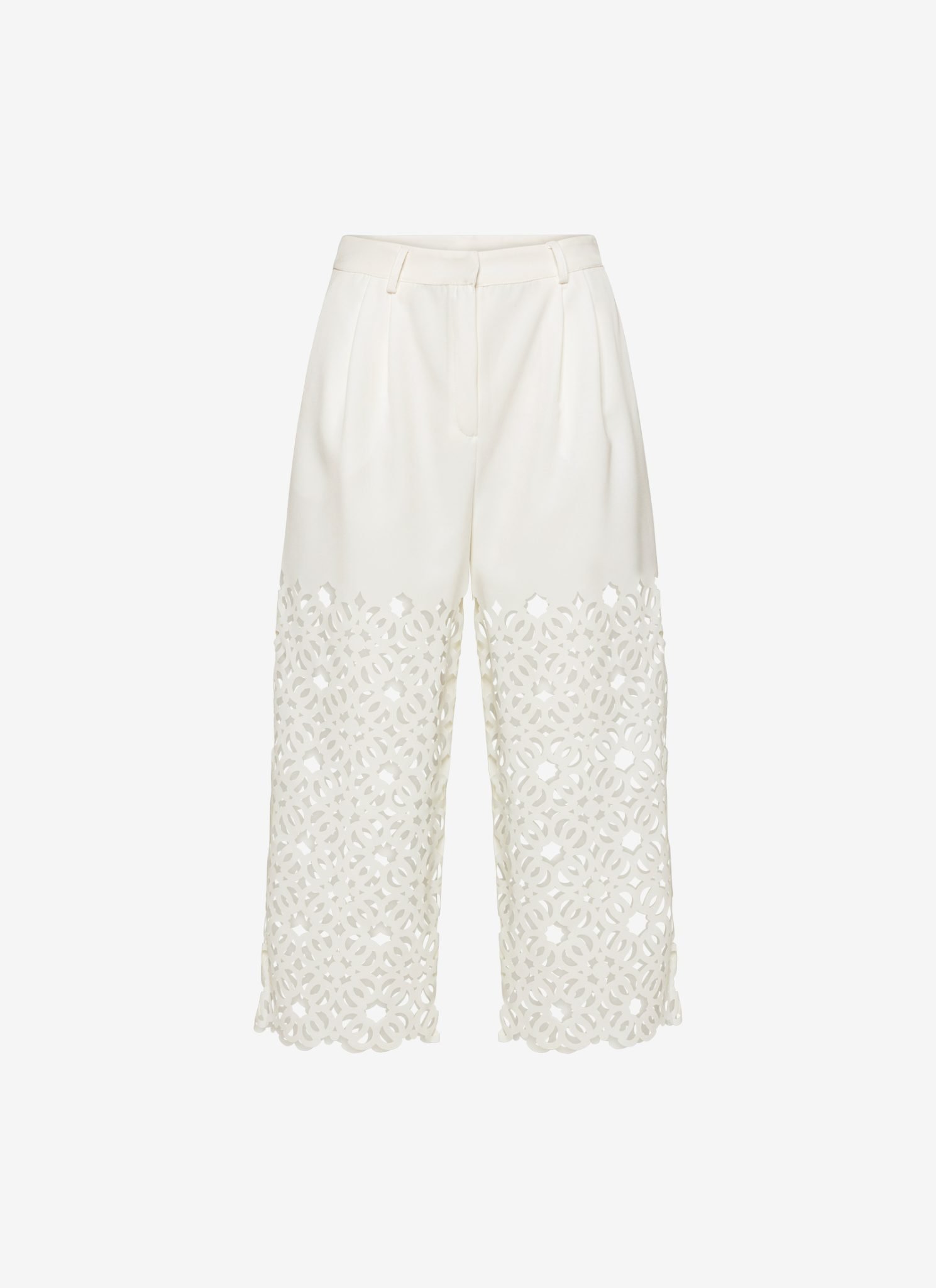 Cropped Pleated Pants in White