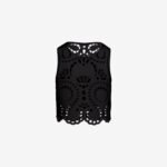 Cropped Tank Top with Laser-Cut Print on the Back in Black
