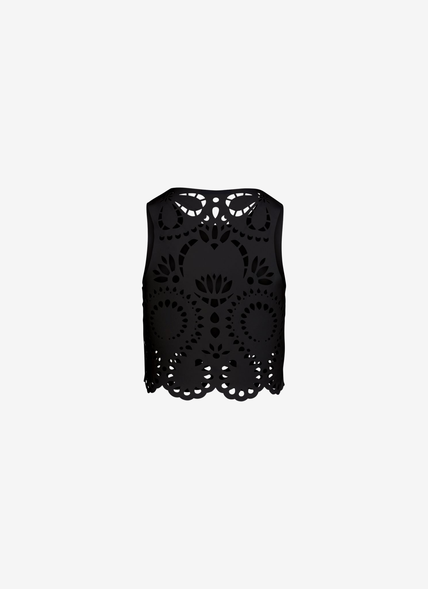 Cropped Tank Top with Laser-Cut Print on the Back in Black