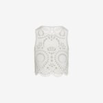 Cropped Tank Top with Laser-Cut Print on the Back in White