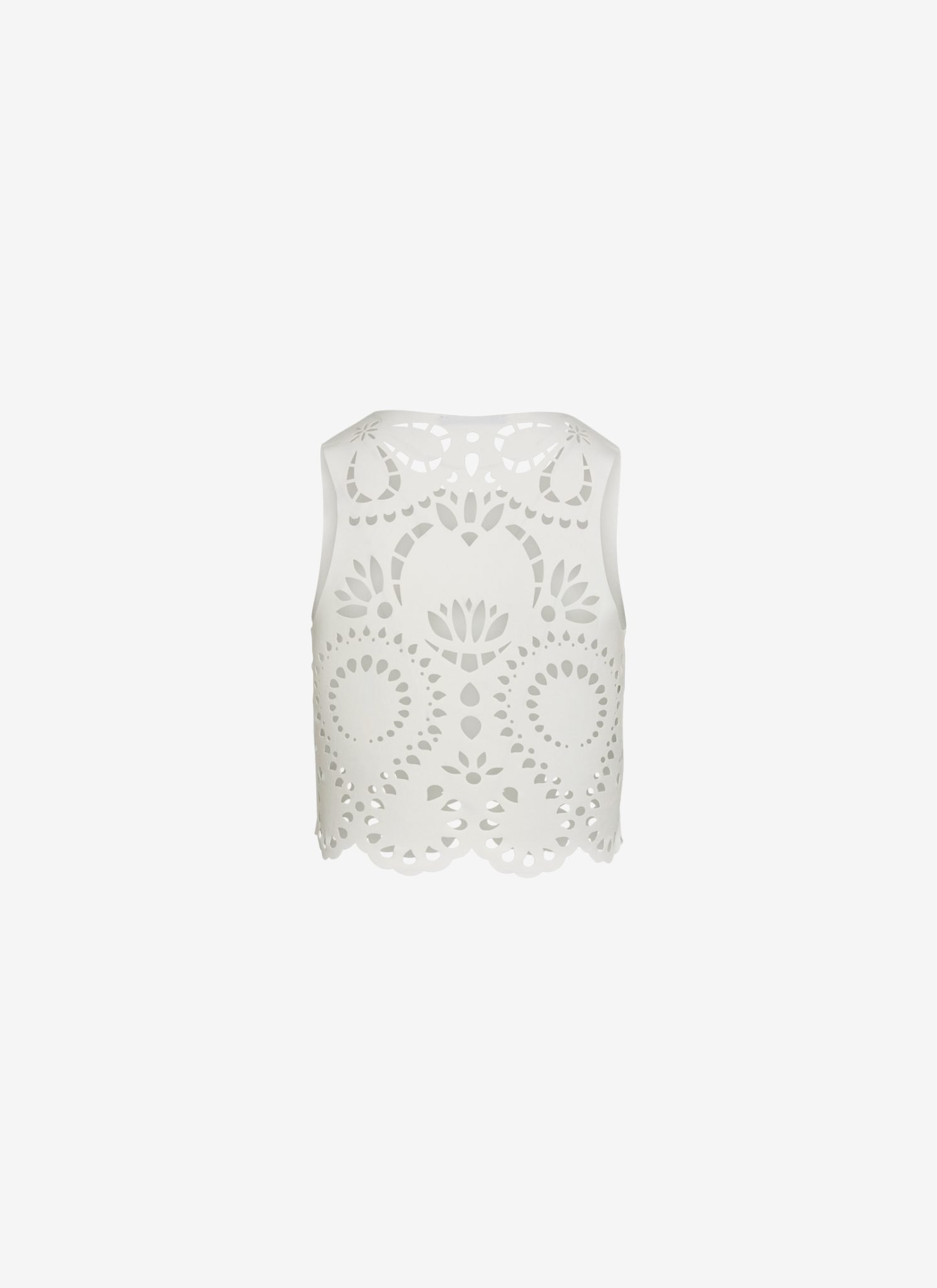 Cropped Tank Top with Laser-Cut Print on the Back in White