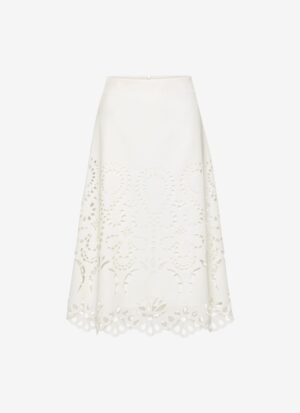 Midi A-Line Skirt in White